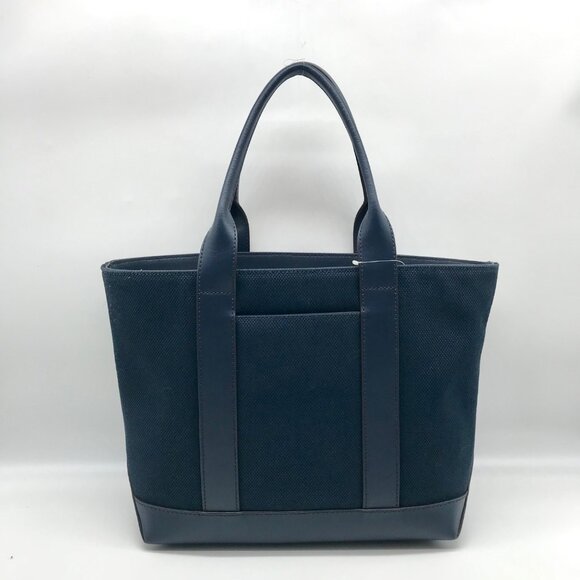 Michael Kors Navy Fulton Textured Canvas and Leather Trim Medium Tote - Picture 2 of 11